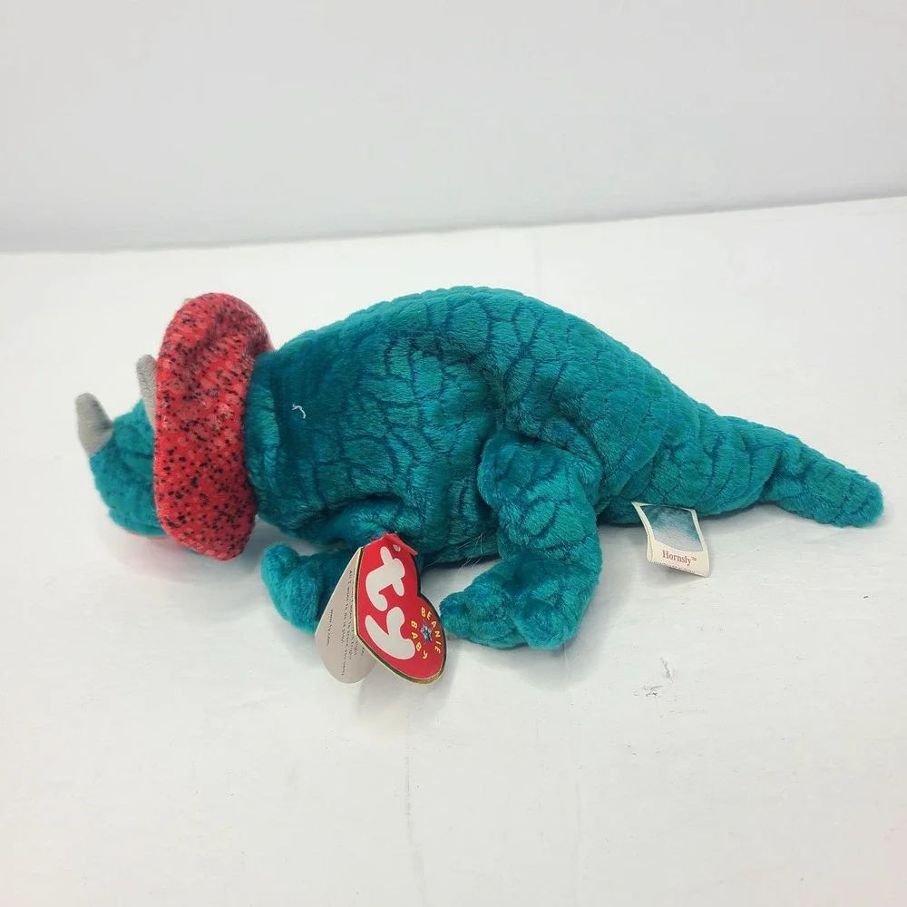 TY Beanie Baby Triceratops Hornsly Dinosaur Dino Bean Bag Plush Stuffed Toy 2000